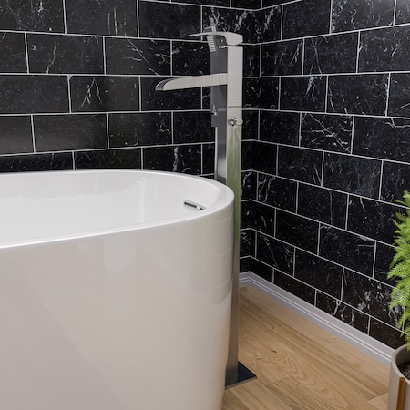 Alfi Brand Brushed Nickel Sgl Hole Floor Mount Waterfall Tub Filler AB2843-BN